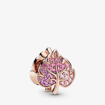 Charm Pandora Foglia Scintillante Pavè 788322NPMMX Ciondol Zirconi Lega Oro rosa