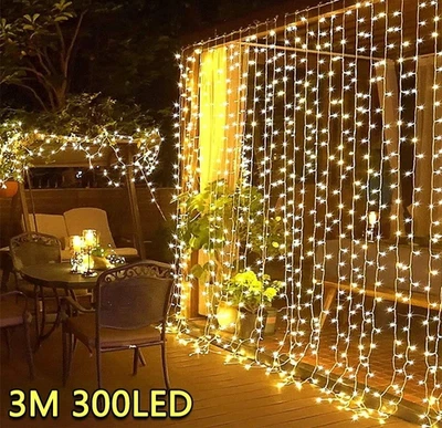 300 LED String Fairy Lights USB 8Modes Curtain Party Garden Indoor Outdoor Decor - Image 1 of 4