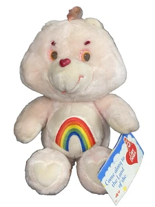 Peluche Kenner Care Bears 13" CHEER Bear rosa arcobaleno vintage 1983 con etichette - Foto 1 di 7