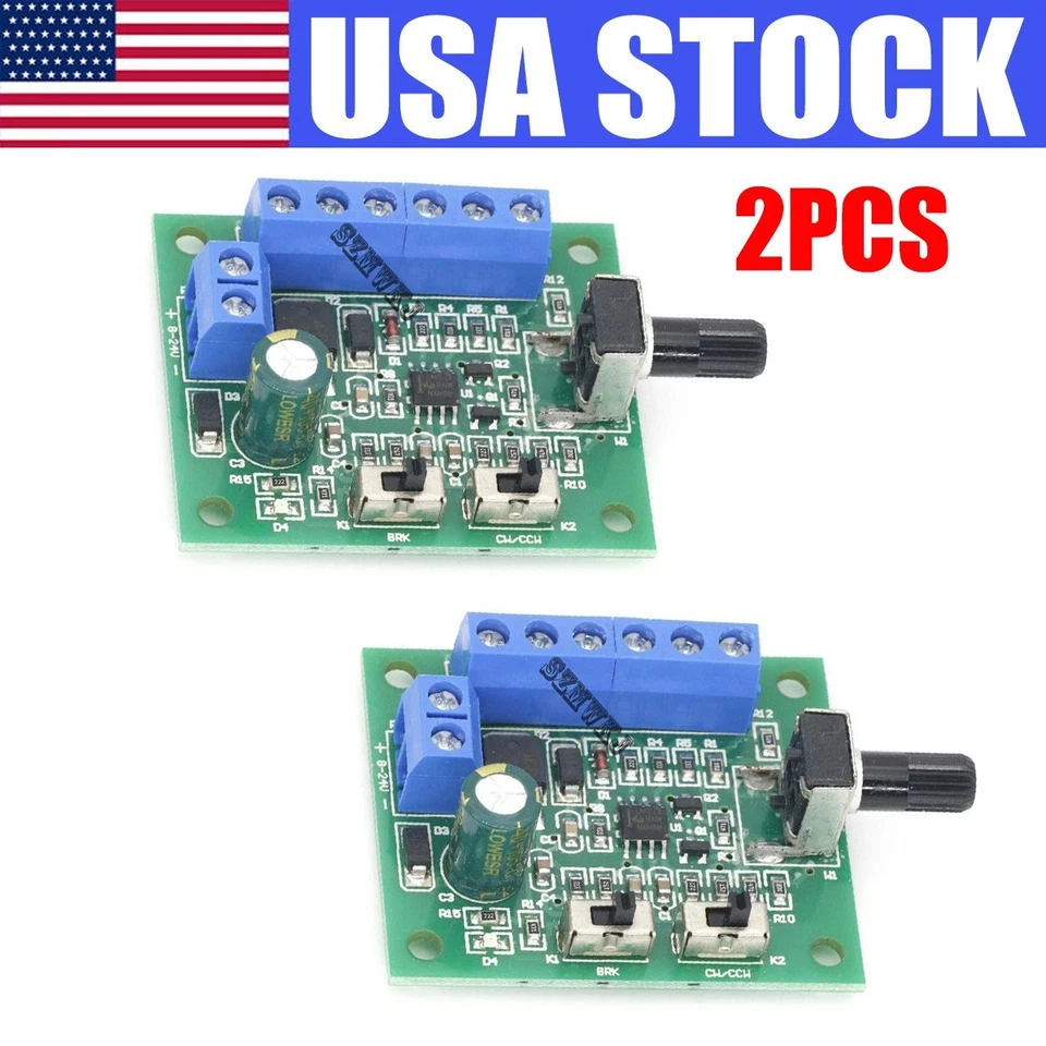 2PCS DC 12V/24V CW CCW PWM Speed Controller DC Brushless Motor PWM Speed Control - Image 1 of 4