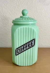 Vintage Jadeite Glass Coffee Canister 9” Tall With Lid - Picture 1 of 8