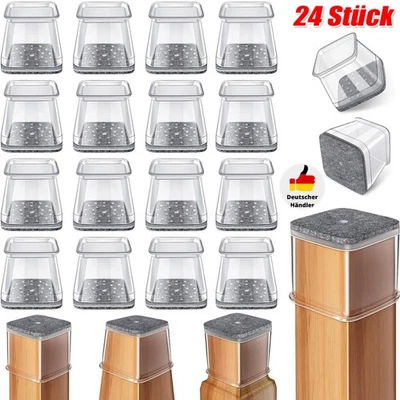 24Stk Flexible Stuhlbein Schutzkappen Filzgleiter Bodenschutz Schoner Elastisch - Bild 1 von 4