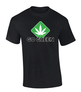 Trenz Shirt Company Go Green Cannabis Leaf Sign Mens Marijuana Short-Sleeve - Picture 1 of 35