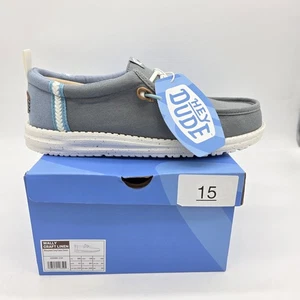 Hey Dude Wally Craft Shoes Mens Size 8 Lightweight Comfort Linen Faded Denim Gra - Picture 1 of 13