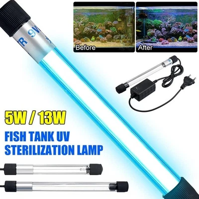 5-13W Aquarium Fish Tank Pond UV Steriliser Light Water Clean Lamp Submersible - Image 1 of 4