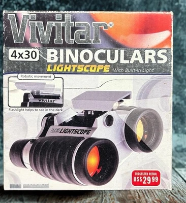 Vivitar 4x30 Lightscope Binoculars with Built-In Flashlight-Brand New-Vintage - Image 1 of 3