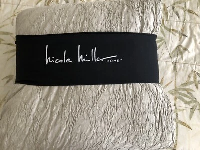 全新带标签 Nicole Miller 全/女王编织提花鼠尾草 100% 棉被子套装 — 第 1/4 张图片