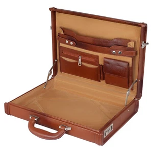 LV Cowhide Full Grain Leather Briefcase Office Attache Bag Men Anti-Theft Hard - Picture 1 of 18