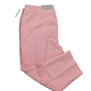 Talbots Petite Perfect Crop Womans Size 16P Pink White Stripe Pants - Picture 1 of 8