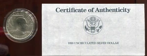 1990-W EISENHOWER CENTENNIAL 90 % SILBERDOLLAR (V970) UNZIRKULIERT MIT BOX & COA - Bild 1 von 3