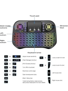 2.4gHz - Backlit Mini Wireless Handheld Keyboard Mouse Touchpad Black - 7 COLOR - Picture 1 of 13