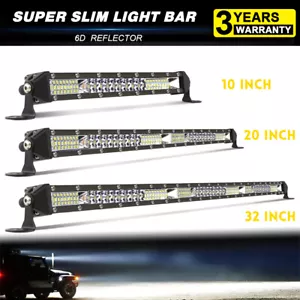 Slim 10" 20" 30" LED Light Bar Flood Spot Combo Work Driving Offroad ATV 4WD SUV - Picture 1 of 15