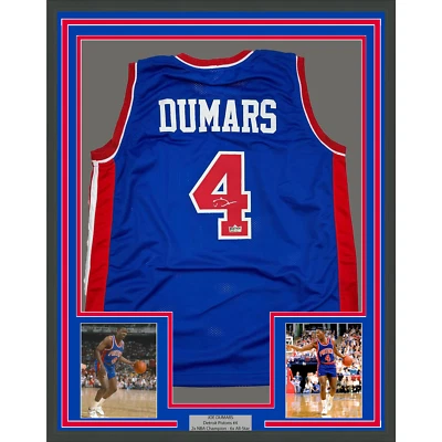 Framed Facsimile Autographed Joe Dumars 35x39 Detroit Blue Reprint Jersey - Image 1 of 2