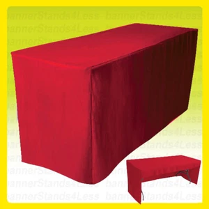 Mantel Ajustable 8' Cubierta de Mesa Feria Evento Parte Trasera Abierta - 3 LADOS ROJO - Imagen 1 de 1