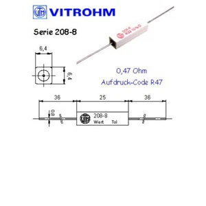 Draht-Widerstand 0,47 Ohm 5W 10% 6,4x6,4x25mm Vitrohm