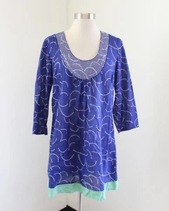 Boden Toulon Tunic Blouse Top Size UK 10 US 6 Blue White Polka Dot Striped - Photo 1/6