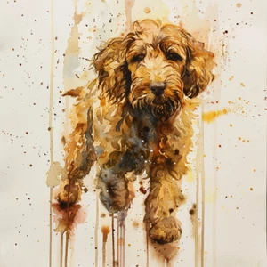 LABRADOODLE HUND LEINWAND KUNSTDRUCK 18X24"" oder 24X36"" BEREIT ZUM AUFHÄNGEN WELPE HAUSTIER - Bild 1 von 2