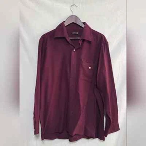 Vintage 70er Jahre Lanvin Herren weinrot Polyester Button Down Hemd Gr. XL - Bild 1 von 4