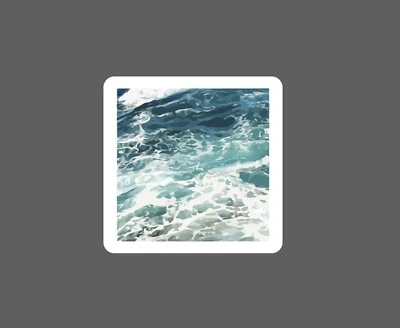 Ocean Waves Sticker Square Beach Waterproof Surf Tropical Gift NEW - Image 1 of 3