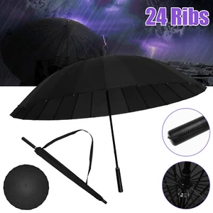 Large 24 Ribs Windproof Umbrella UV-Resistant Stormproof Umbrella Travel Parasol - Picture 1 of 12