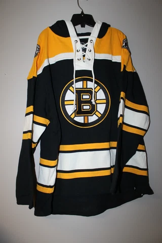 New NHL Boston Bruins old time jersey style mid weight cotton hoodie men's XXL Cover
