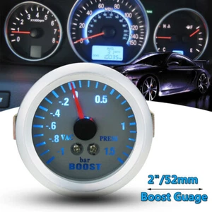 2" 52mm Universal Car LED Bue Light Turbo Boost Vacuum Pressure Gauge Meter - Picture 1 of 17