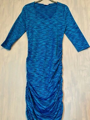 Ingrid & Isabel Maternity Shirred Tank Dress Spacedye Ruched Blue Green M - Image 1 of 4