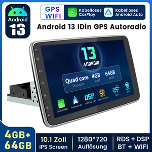 DAB+ 4+64GB Android 13 Carplay Autoradio GPS Navi 1 DIN 360° Drehbar Bildschirm - Bild 1 von 17