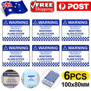 6 x Alarm System Monitored Warning Security Stickers Waterproof Security Sign Wi