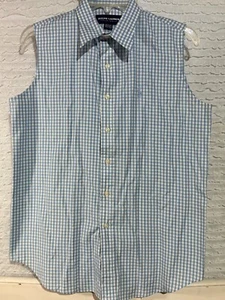 Ralph Lauren Polo Golf Top Women's Size 10 Sleeveless Button Cotton Blue Check - Picture 1 of 3