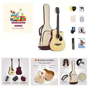 38 in Guitar Acoustic Guitar Beginner kit Adult Cutaway Acoustic Guitar Guita... - Picture 1 of 7
