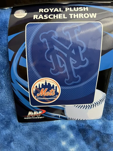 NIP NEW YORK METS MLB ROYAL PLUSH RASCHEL THROW BLANKET 50" x 60" 100% POLYESTER Cover
