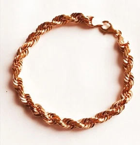 34 gm 14k Massiv Rotgold Herren Diamantschliff Seil Kette Armband 8,5" 7 mm - Bild 1 von 3