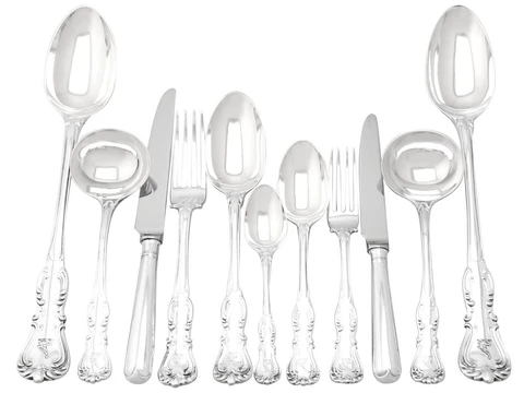 Antique Sterling Silver Flatware Service for 12 by George Adams Cover