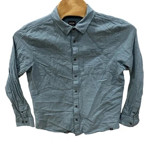 Camicia Prana Uomo Grande Blu Chambray Cotone Biologico Canapa Bottoni Tasca Adulto - Foto 1 di 6