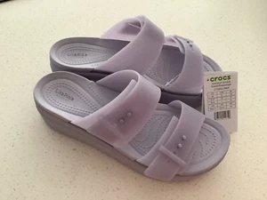 Crocs Brooklyn buckle frosted lilac low wedge Size 7 BNWT - Picture 1 of 6