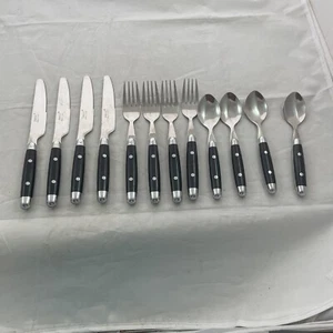 Cambridge Stainless Jubilee Black 12 Pieces 4 Teaspoons 4 Dinner Forks 4 Knives - Picture 1 of 6