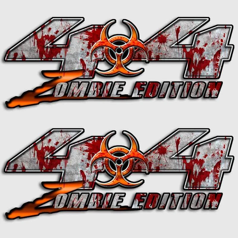 4x4 ZOMBIE EDITION Orange Truck Decal Blood BIOHAZARD for Chevy Dodge Ford Titan - Image 1 of 2