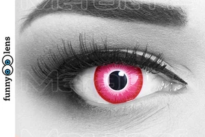 Fun farbige crazy Kontaktlinsen pink weiß Emine für Halloween Fasching - Bild 1 von 3
