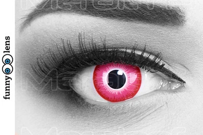 MERALENS Fun farbige crazy Kontaktlinsen pink weiß Emine für Halloween Fasching