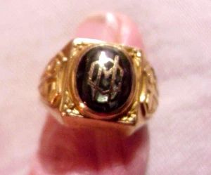 CM BALFOUR 10K GOLD & SMARAGDGRÜNER STEIN katholischer RING mit Jungfrau Maria Rücken - Bild 1 von 8