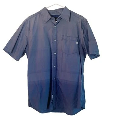 Blusa masculina manga curta ombre azul marmota com botões tamanho M - Imagem 1 de 4