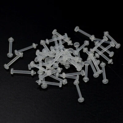 Invisible Transparent Nose Stud. See Through Nose Stud. Clear Plastic Piercing - Image 1 of 4