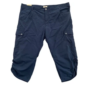 Woolrich Hiking Capri Cargo Pants Womens 14 / 40 Navy Blue Ruched Legs Crop NEW - Picture 1 of 9