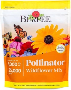 Burpee Wildflower 25,000 Bulk, 1 Bag, 18 Varieties of Non-GMO Pollinator Mix  - Picture 1 of 7