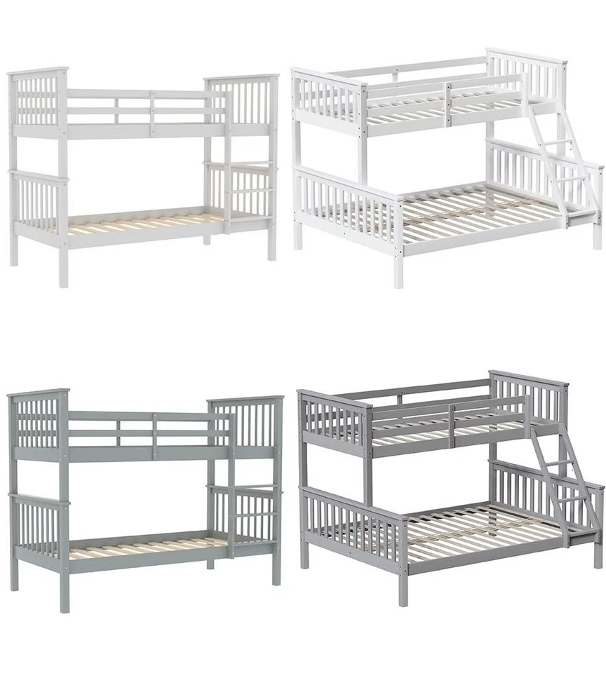 Wooden Bunk Beds Detachable Triple Sleeper High Sleeper Ladder Kids  - Image 1 of 1