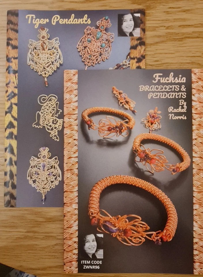 2 Rachel Norris Wirework Booklets Tiger Pendants + Fuschia Bracelets/Pendants - Image 1 of 4