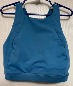 Lululemon Damengröße 2 türkisblau hochgeschlossen Crossback Sport-BH gebraucht, in einwandfreiem Zustand - Bild 1 von 4