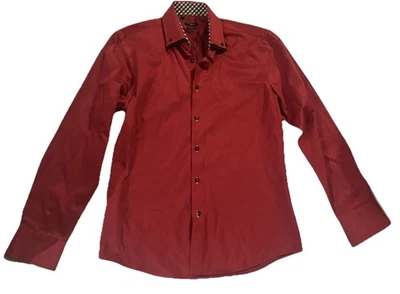 Rosso Milano Italy Men’s Dress Shirt, Red, Large, Long Sleeve, Reversible Cuff - Image 1 of 4
