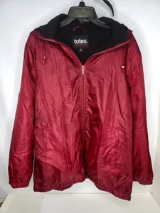 Totes Women's Jacket Size Large All Weather Removable Hood Fleece Lined Burgundy - Picture 1 of 8